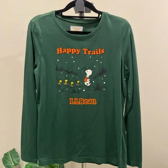 T-shirt Manches Longues Femme LLBean X Peanuts - Snoopy Happy Trails - Vert L